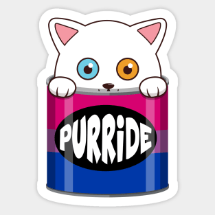 Funny White Cat Bisexual Pride Sticker